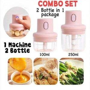 Powerful Mini Electric Food Chopper and Grinder Combo Set with Dual Containers